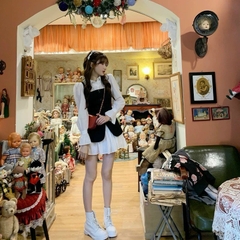 Set đầm sơ mi kèm gile