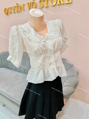 Set áo Babydoll cổ sen x chân váy xếp li
