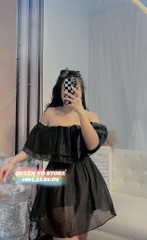 Đầm bẹc vai - Đen - Bigsize 55-65kg
