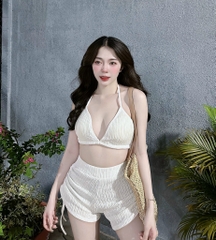 Set bikini quần đùi dây rút