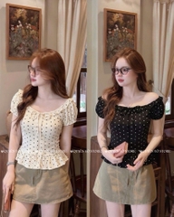 Áo thun cổ u viền bèo lai bèo