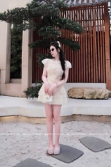 Set áo ren chân váy dập li