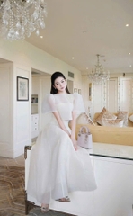 Set đầm maxi voan tơ đính hoa