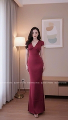 Đầm lụa cổ V - Đỏ