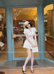 Đầm ren cổ V tiểu thư