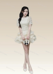 Đầm ren tay lững khoét vai chân váy bèo