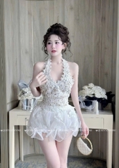 Set áo yếm ren chân váy sóng