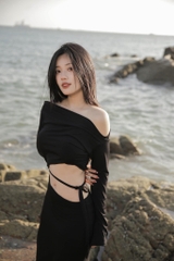 Đầm ôm body tay dài cut eo