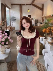 Áo thun cổ u viền bèo trơn
