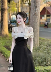 BIGSIZE 55-65kg - Đầm nơ trễ vai đính đá