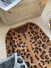 Áo khoác len da beo - Xám