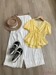 Áo thô cổ V chun eo tk - 838