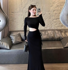 Đầm ôm body tay dài cut eo