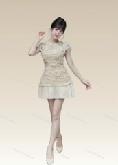 Set áo ren chân váy dập li