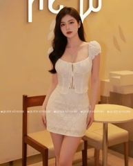 Áo ôm croptop xẻ trơn - BE