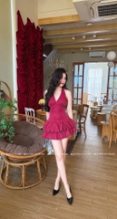 Đầm yếm kẻ sọc