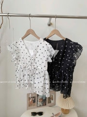 Áo Babydoll tơ chấm bi