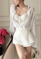 Set áo sơ mi trắng - bra ren