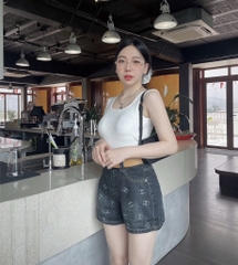 Quần jean đùi Chanel nhí - 2606 - Đậm