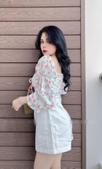 Set croptop hoa nhí quần short 2M