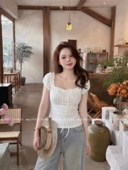 Áo thun cổ u viền bèo trơn