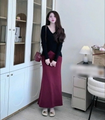 Set áo đắp chéo x chân váy đuôi cá