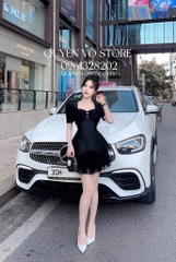 Đầm tafta tầng voan lai - Đen