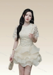 Đầm ren tay lững khoét vai chân váy bèo