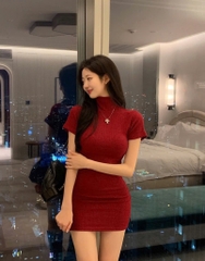 Đầm body cổ lọ - Đỏ