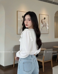 Áo cổ V bèo tay dài -Freesz 1489