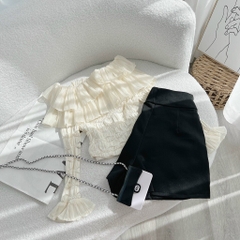 Set áo bẹt vai tầng tay bo chun