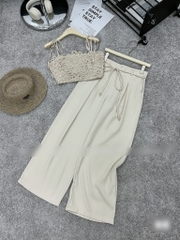 Set áo 2 dây ren quần suông dài