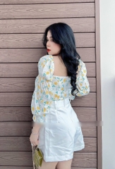 Set croptop hoa nhí quần short 2M