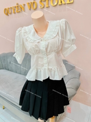 Set áo Babydoll cổ sen x chân váy xếp li