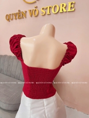 Áo ôm croptop xẻ trơn - ĐỎ