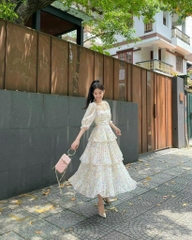 Đầm maxi hoa tầng dập li