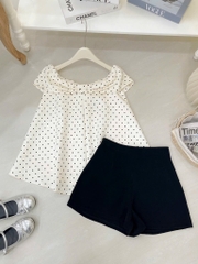 Set trễ vai chấm bi