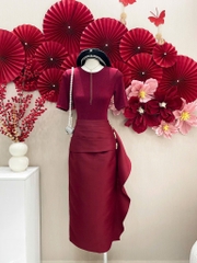 Set áo thun chân váy dài ôm body tag cài eo