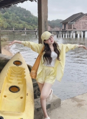 Set sơ mi kẻ sọc x 2 dây x quần short