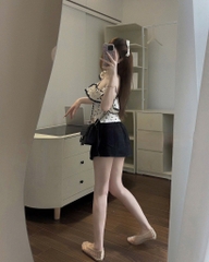 Set trễ vai áo chấm bi
