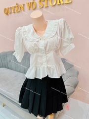 Set áo Babydoll cổ sen x chân váy xếp li