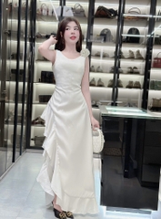 Đầm maxi lụa cúp ngực nơ vai