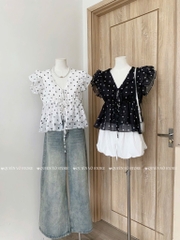 Áo Babydoll tơ chấm bi