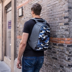 Bobby Compact Anti-Theft backpack, Camouflage Blue