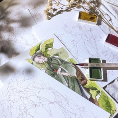 Tranh Tô Màu Vẽ Sẵn - Tranh Vẽ Line Art Tô Màu Nước 300Gsm
