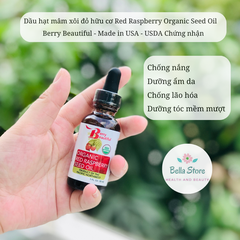 [Organic] Dầu hạt mâm xôi đỏ hữu cơ Red Raspberry dưỡng ẩm, chống nắng Berry Beautiful chứng nhận USDA