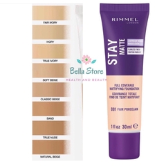 Kem nền kiềm dầu che phủ cao Rimmel Stay Matte Foundation 30ml