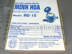 Đồng hồ nước chất liệu bằng nhựa Minh Hòa MD-15 cho ống phi 21 (kiểm định nhà máy)