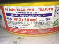 Dây điện đôi trần phú Vcm-Dẹt 2x6.0 ô van