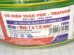 Dây điện Trần Phú Vcm-Đơn 1x1.5 tiếp địa